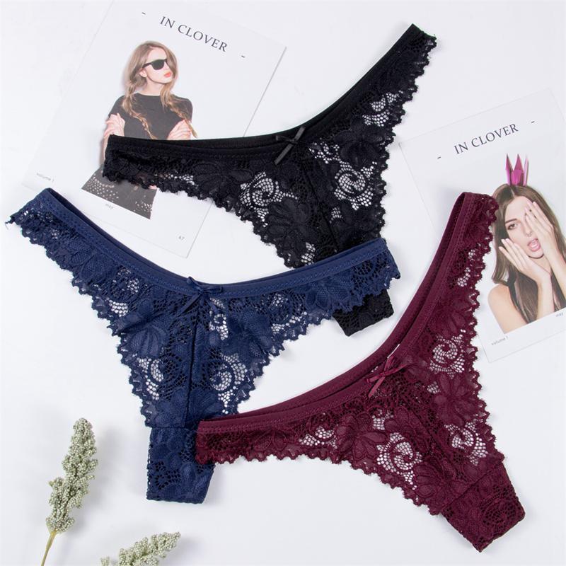 High Quality Women's Low Waist Lace Floral Panties Thong Sexy G -String Brief Underpants Thong Intimates Lingerie Underwear Tangas Calcinhas Bragas