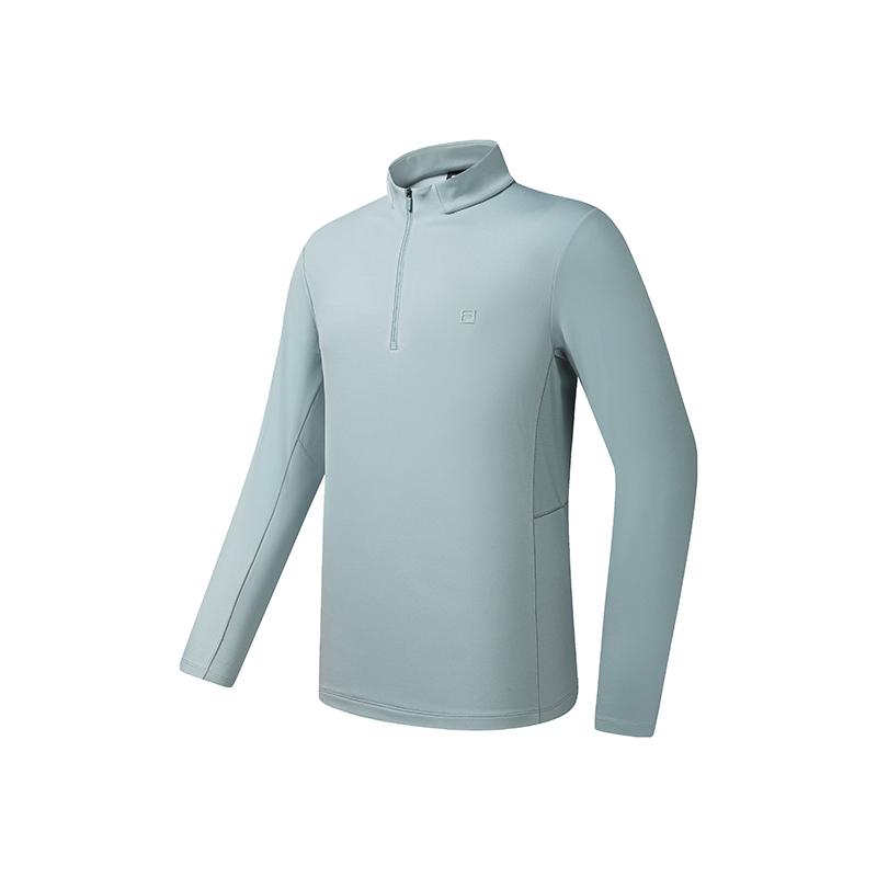Men's FILA T-Shirts Men's Dark Gray-Green Stand Collar Moderate Straight Fit