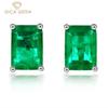 Серьги-гвоздики из стерлингового серебра 925 пробы, зеленые квадратные классические темпераментные серьги-гвоздики для женщин, изысканные ювелирные изделия высокого качества