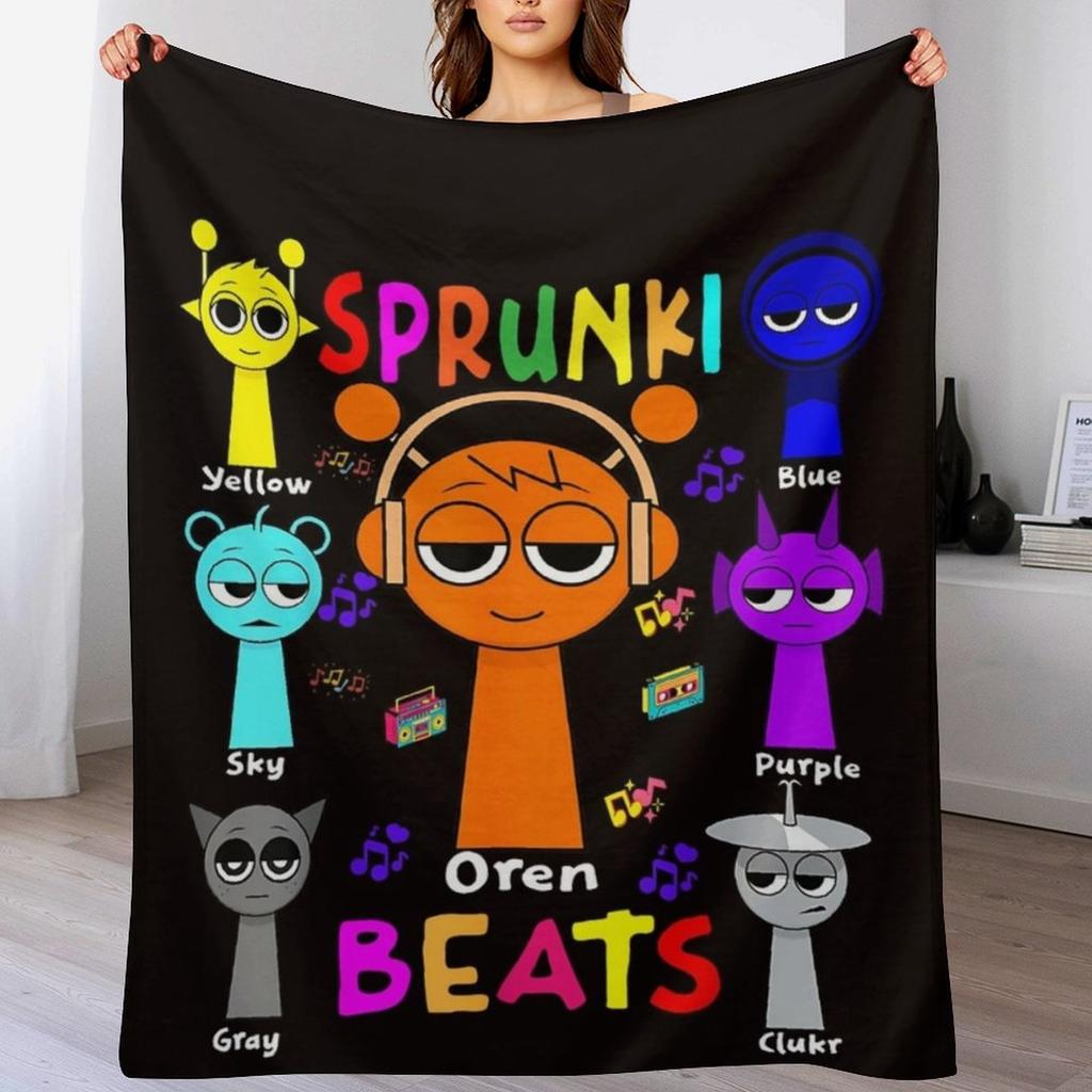 1PC Game Sprunki Throw Blanket Incredibox 3D Printed Soft Fuzzy Nap Blanket Bedspreads All Seasons For Girl Boy Kids Teenagers