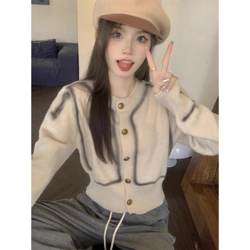 Весенне-осенняя женская вязаная куртка, маленький ароматный стиль, мягкий трикотаж с длинными рукавами, короткий свитер, пальто, куртка, топ