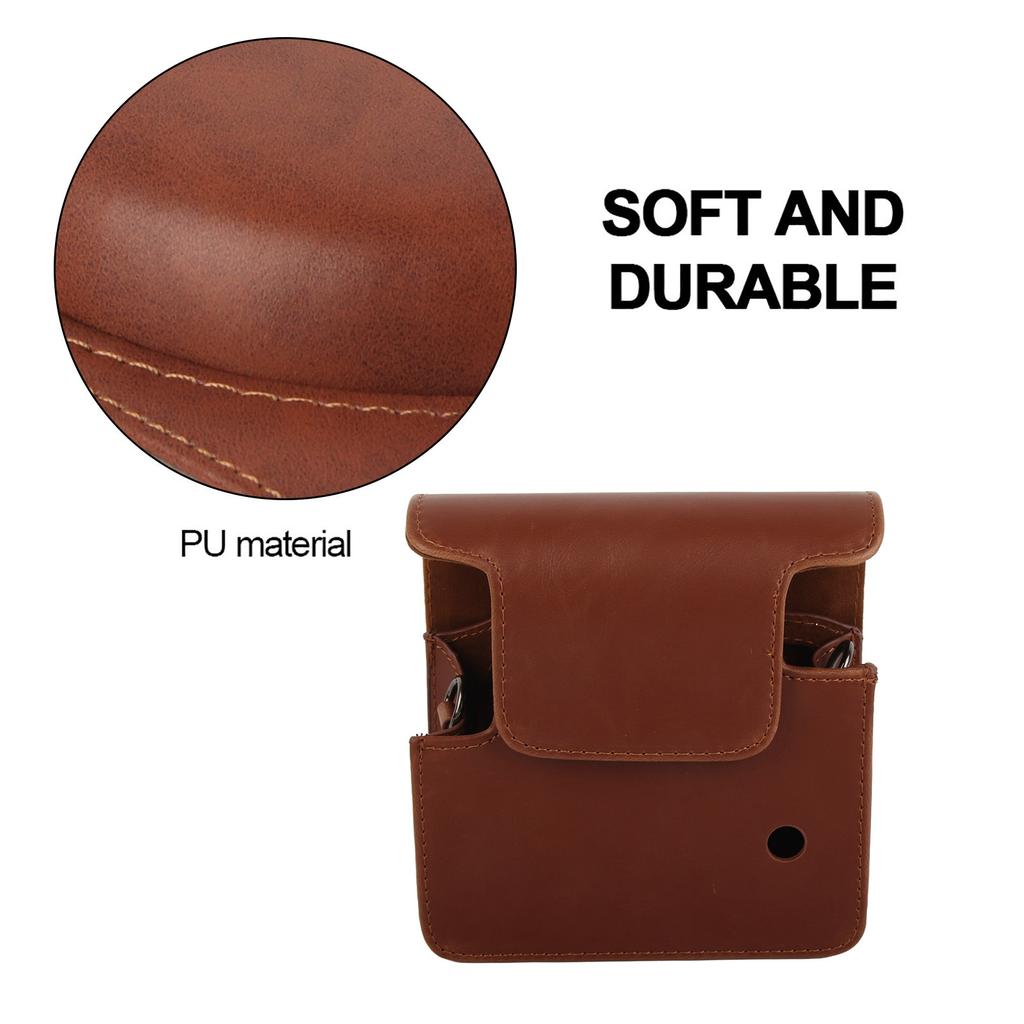 Protective PU Leather Camera Case Bag with Strap for Fujifilm Instax SQ6 (Brown)