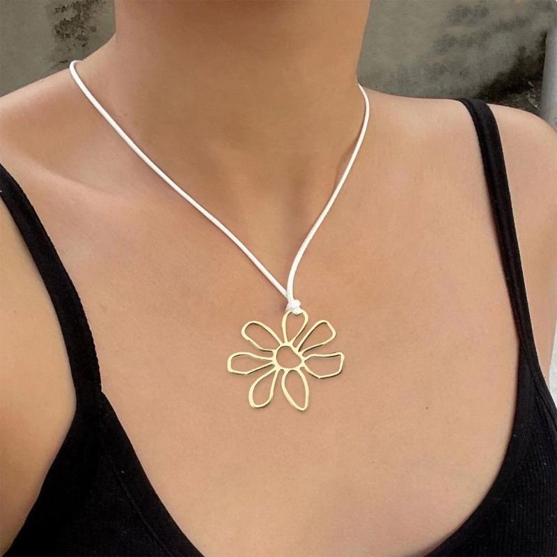 Элегантный Металлический Ажурный Цветочный Чокер Ожерелье Летний Чокер Длинное Ожерелье на Шнуровке Модные Y2K Украшения