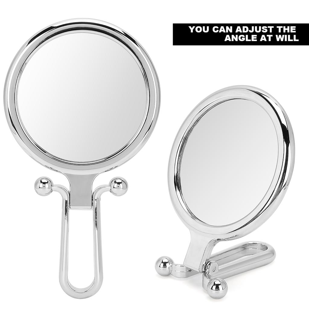5X Magnifying Folding Adjustable Cosmetic Mirror Double Sided Makeup Mirror (Silver)