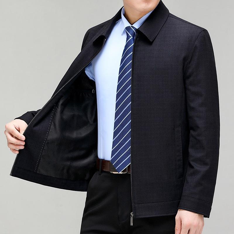 Куртки для пап среднего возраста, деловые и повседневные мужские топы на весну и осень, зимние шерстяные куртки с лацканами для мужчин