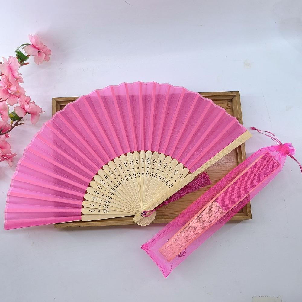Cooling Tool Silk Hand Fan Chinese Style Hand Held Fan Fashionable Bamboo Hand Fan Wedding Favors