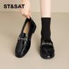 Saturday ST&SAT Metal Square Logo Loafers for Women