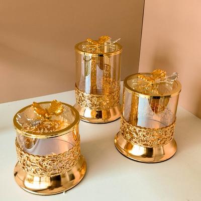 Роскошная стеклянная банка для конфет, бытовая банка для закусок из сухофруктов, гальванизированная крышка в виде бабочки, набор стеклянных банок, аксессуары для украшения дома