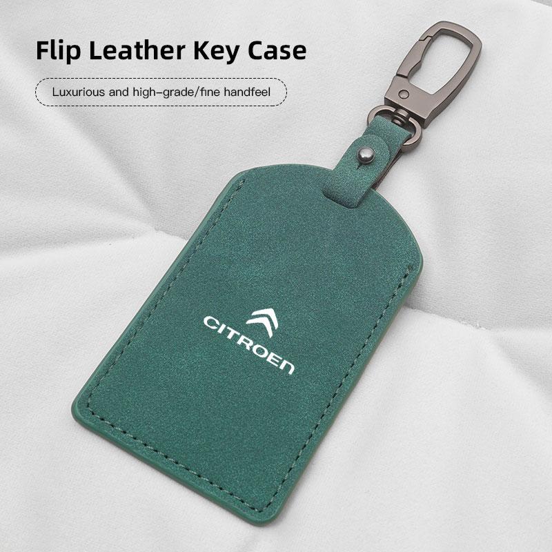 AJFJ2 Suede Car Key Card Cover Keychain Car Key Accessories For Citroen Picasso Jumper Cactus Saxo C6 2CV VTS DS3 DS4 DS5 Xsara Grand