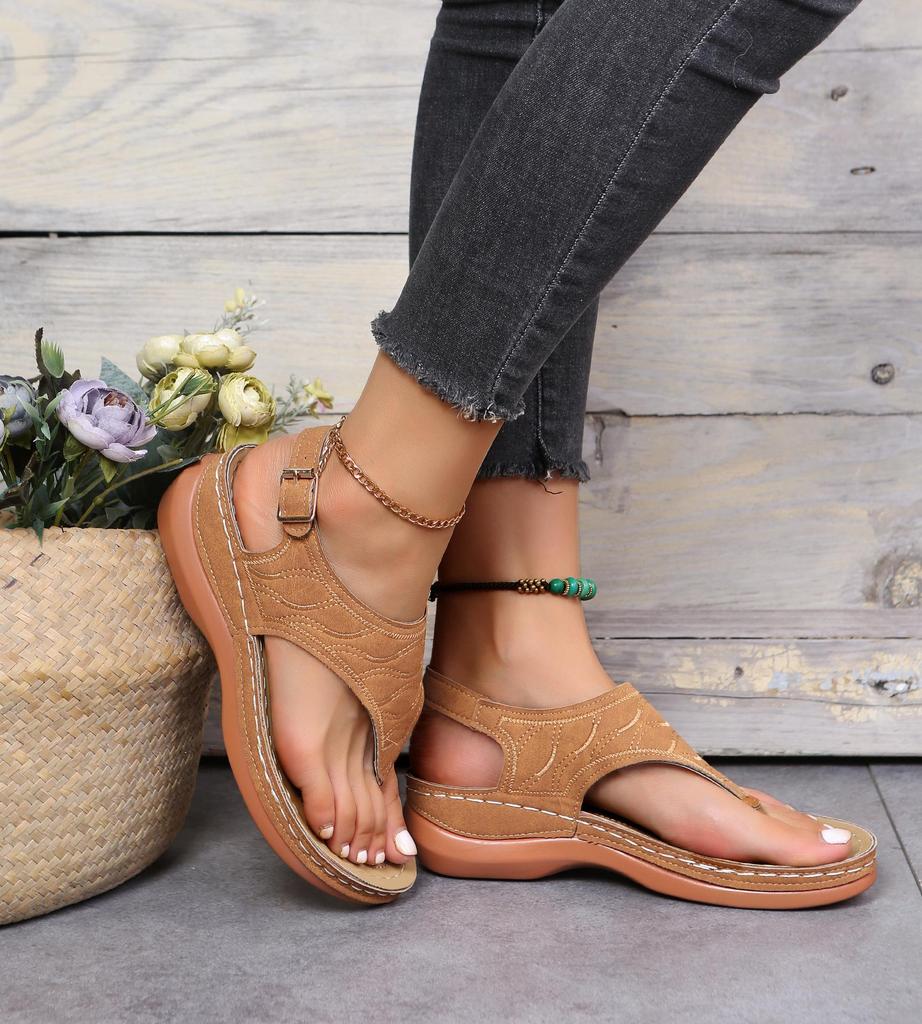 Женские сандалии в стиле New Roman 2023 года с пряжкой из одного слова, доступны в размере 43