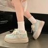 Fashion Vulcanized shoes for women in spring 2024, new thick soled height increasing round toe sports and leisure versatile white shoes