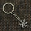 Fashion Snow Snowflake 28x22mm Pendant 30mm Key Ring Metal Chain Bronze Silver Color Men Car Holder Gift Souvenirs Keychain