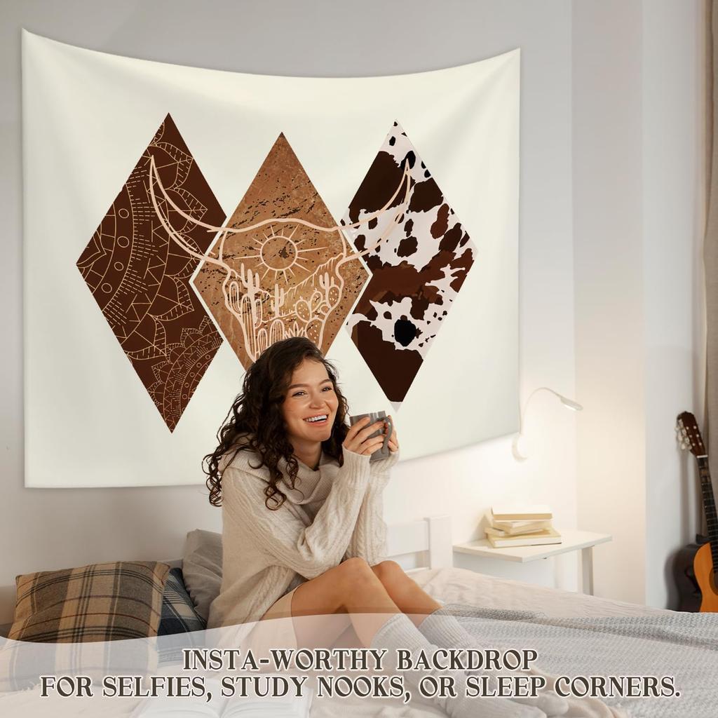 STHTTSW Boho Western Tapestry, West Cowboy Tapestries Wall Blanket, Aztec Southwestern Country Wall Hanging Decor for Living Room Home Bedroom, 50x60