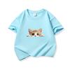 Kids Cotton T Shirt Peeking Orange Kitten Cat Print Crew Neck Short Sleeve Tee Casual Breathable Boys Girls Summer Tops