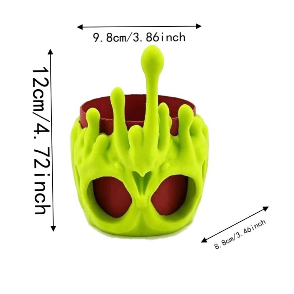 PLA Skull Pen Holder Plastic 3D Printed Pencil Pot Glow in Dark Stationery School Students
