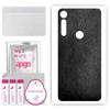apgo Protective Skin Sticker for the Back Compatible with Motorola Moto G8 Power Lite, Wrap Film, Foil, Vinyl - Pattern Black Leather