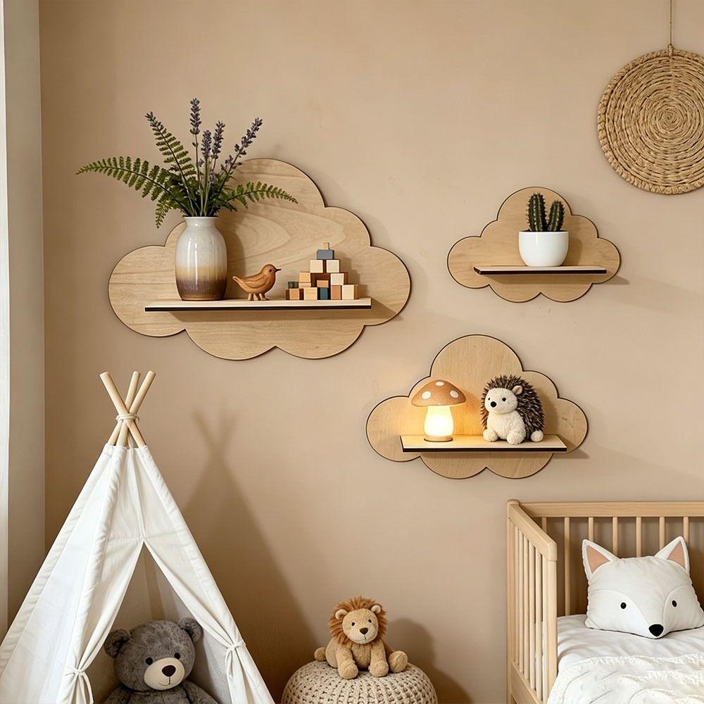 Wall Mounted Cloud Shaped Wall Shelves Durable Stable Cloud Bookshelf Wall Storage Rack Kids Room