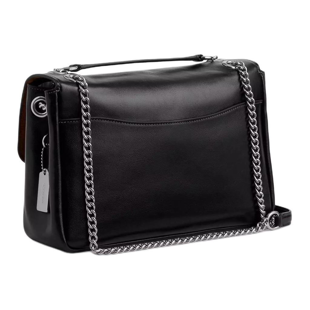 Coach Элоди 29 Серебряный Логотип Кожаная Сумка на Плечо Crossbody Большая Женская Сумка Черная CCF09-SVBK