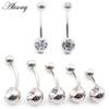Alisouy 1PC Externally Threaded Titanium Barbell Crystal Zircon CZ Ball Belly Ring Navel Piercing Women Button Ring Body Jewelry