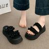 French Beautiful Thick-soled Slippers Women's Summer Outer Wear High-end Feeling with Skirt Sandals Small Height-increasing Slope Heel Cool Slippers