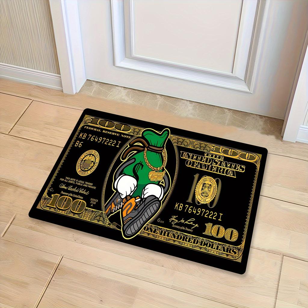 Luxurious Flannel $100 Bill Pattern Carpet - Soft For Living Room And Bedroom - Ideal For Christmas And Thanksgiving Home Decor