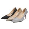 Ladies Stiletto Shoes Pointed Toe Pumps Sexy Shiny Banquet 7.5cm Heel WZ