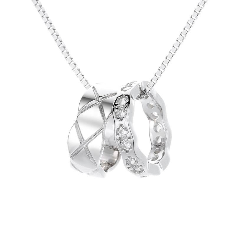 Creative ring necklace Women's double ring Simple temperament Clavicle chain Niche item jewelry Commemorative gift