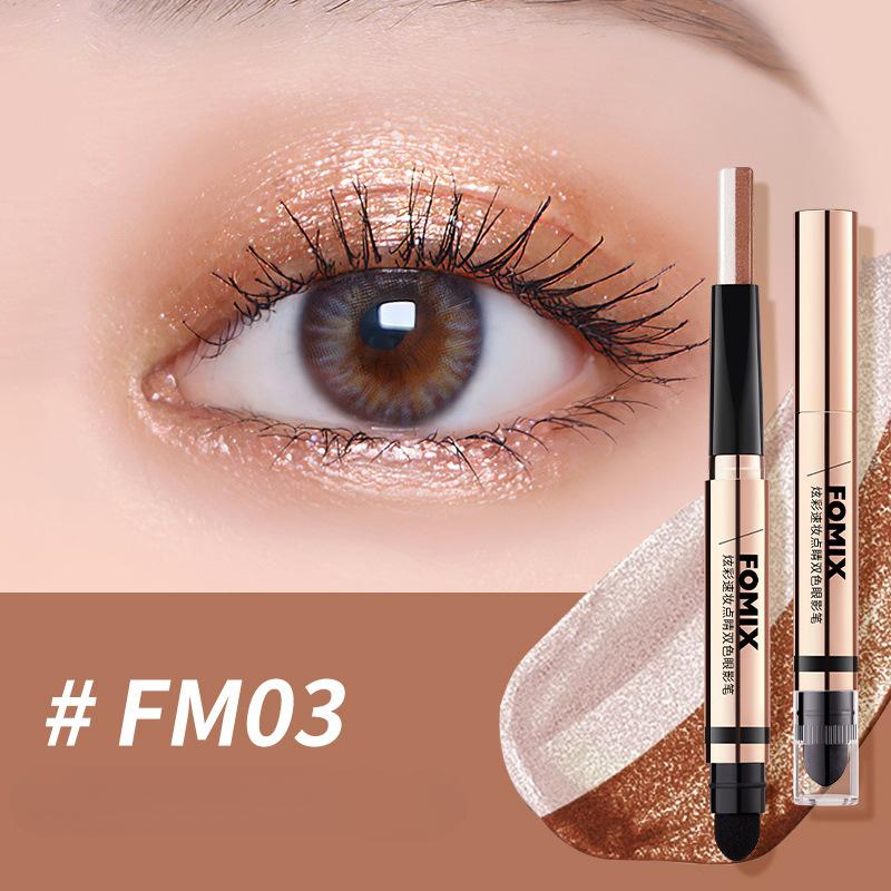 Colorful Instant Makeup Double-color Eyeshadow Pen Pearlescent Fine Glitter Contouring and Brightening Double-ended Earth-color Eyeshadow Stick