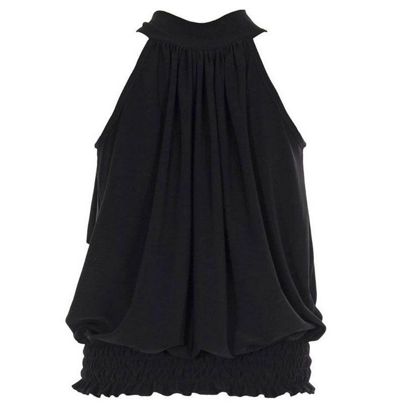 Элегантная женская блузка без рукавов из шифона «Лотос», излучающая вневременной стиль для офисной носки