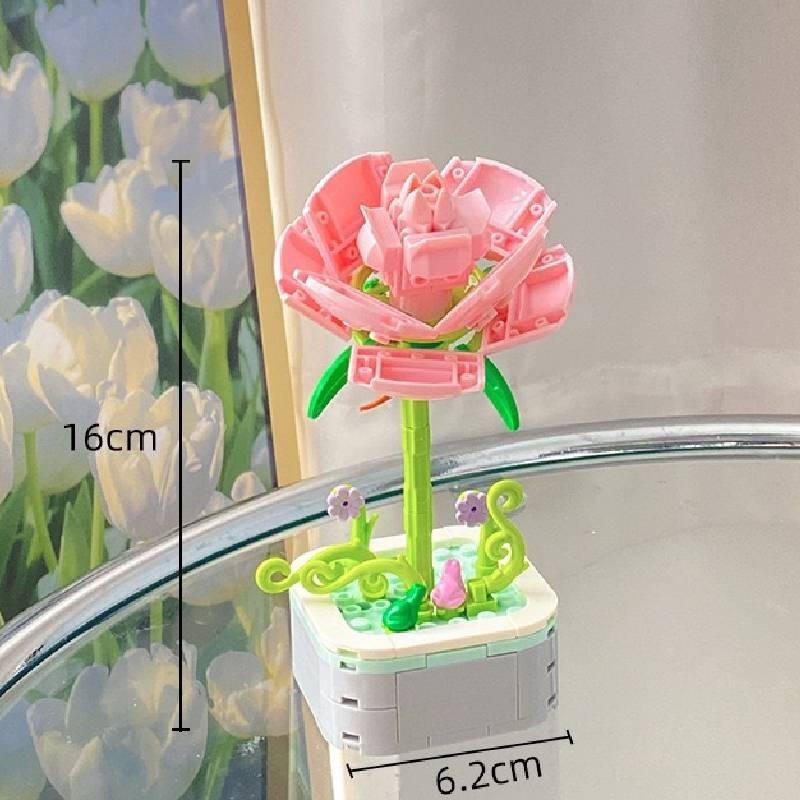 Sunflower Rose Lotus Lily Of The Valley Hyacinth Flowerpot Building Gift Blocks