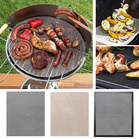 BBQ Grill Mesh Mat Non Stick Fish Vegetable Mat Food Grade High Temperature Resistant Uninflammable Barbecue Grill Sheet Liners Rusable Grilling Mat