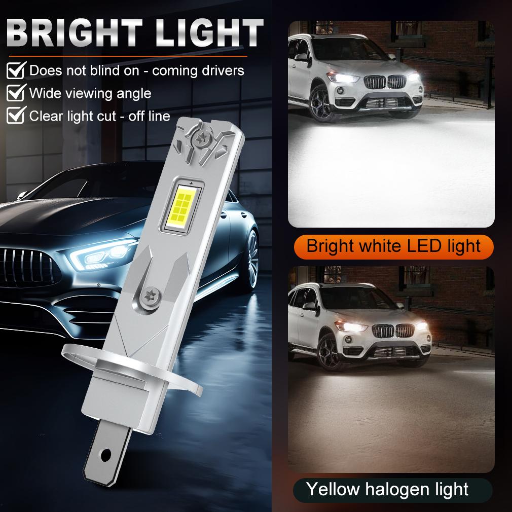 2 шт. 22000 лм H1 H3 Светодиодные лампы для фар Мини Canbus H1 Светодиодная лампа 40 Вт CSP для автомобильной фары Безвентиляторный Дневной ходовой свет Автоматический диод Противотуманные фары 12 В 6500K Белый