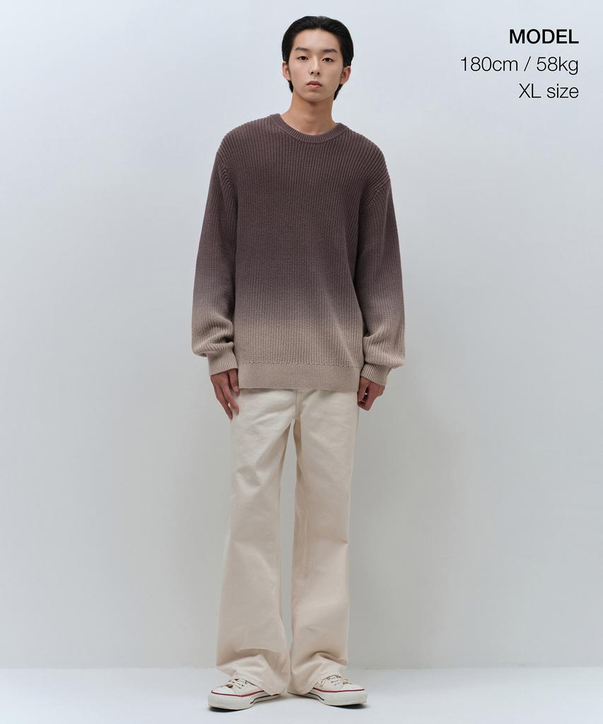 MUSINSA STANDARD Gradient Ribbed Crew Neck Knit [Brown]
