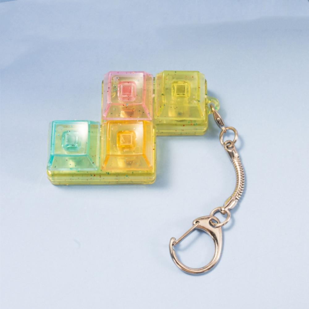 Cute 1 Buttons Keyboard Fidget Keychain Keyboard Clicker Mechanical Keyboard Keyring Stress Relief Toys Gift For Girlfriend