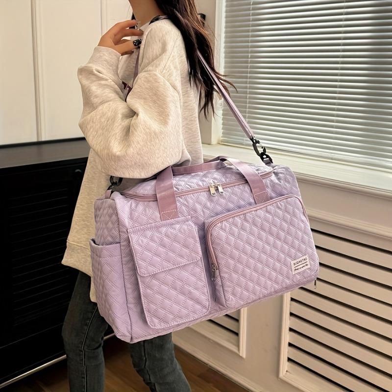 Large Capacity Durable Nylon Travel Duffle Bag,Spacious Portable Gym Sports Tote, Stylish Argyle Pattern Weekender Overnight Bag