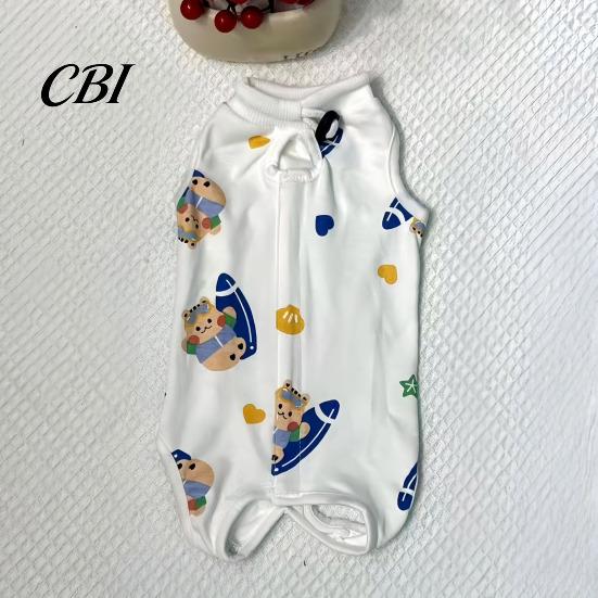Костюм для восстановления кошки, Мягкая хлопковая одежда, Милый мультяшный принт, Четырехлапый костюм, Легкая одежда после операции для кошек и котов