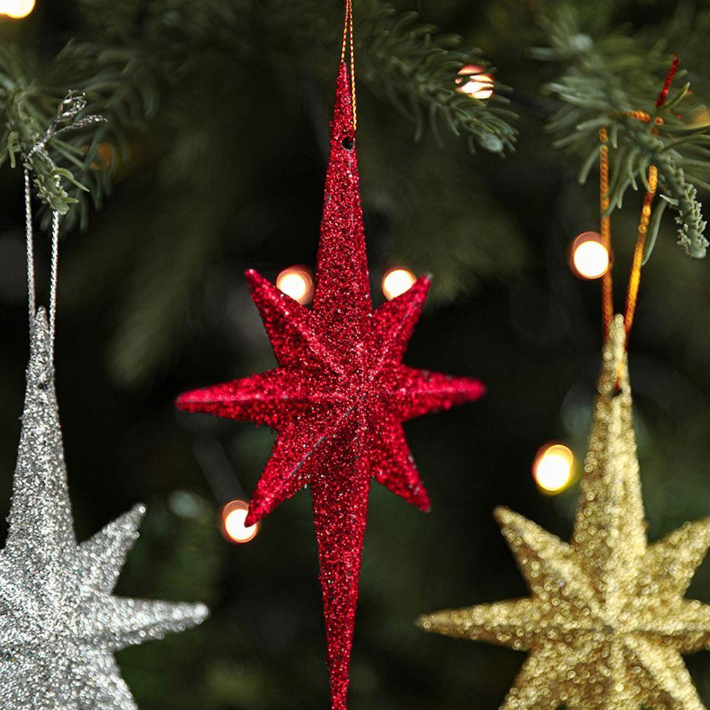 2pcs Plastic Christmas Star Pendant DIY Festive Xmas Tree Hanging Ornaments Elegant Merry Christmas Decor