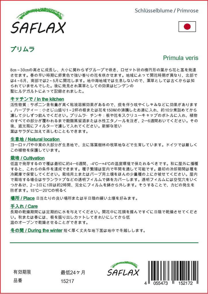 SAFLAX Garden in the Bag - Примула - 100 семян - С субстратом в подходящем пакете-стойке - Primula veris