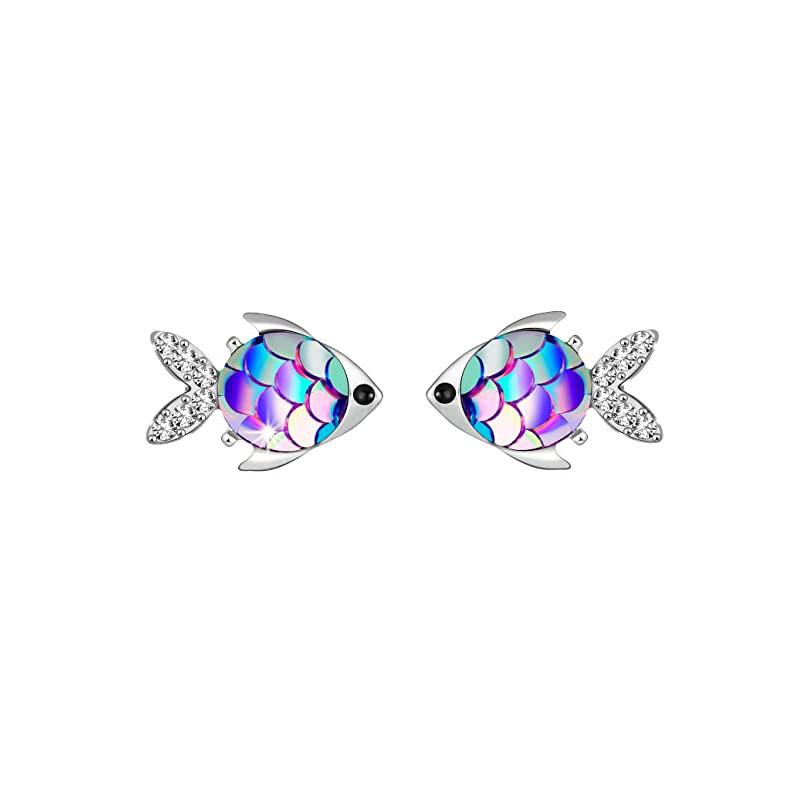 New Cute Unicorn Stud Earrings for Little Girl Kids Crystal Cat Butterfly Rainbow Heart Star Earring Christmas Gift Jewelry