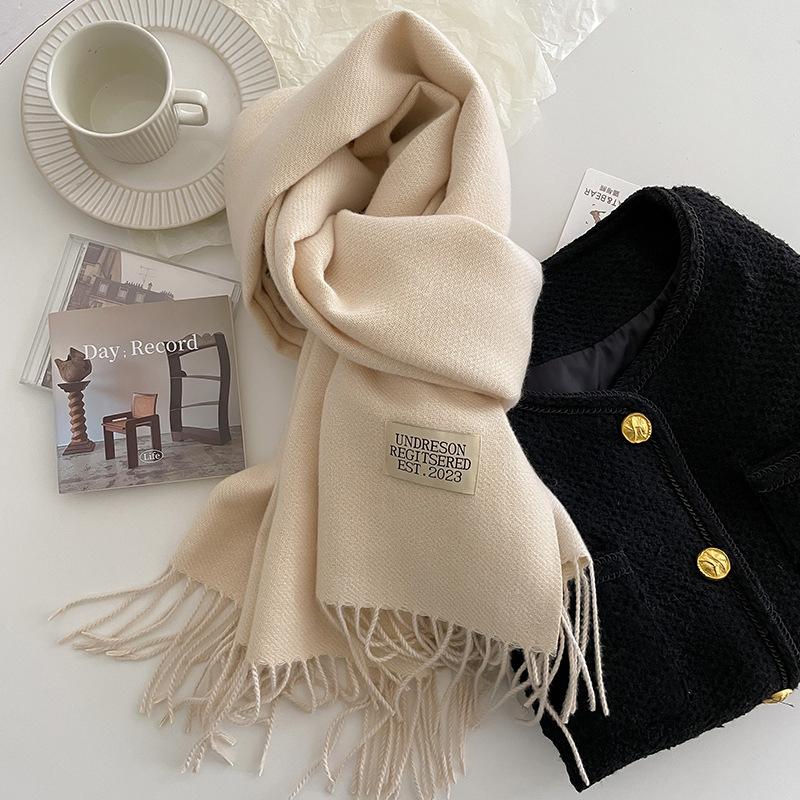 New Fashion Cashmere Scarf for Women Warm Winter Solid Color Double Sided Wraps Neckerchief Poncho Echarpe Pashmina Stoles