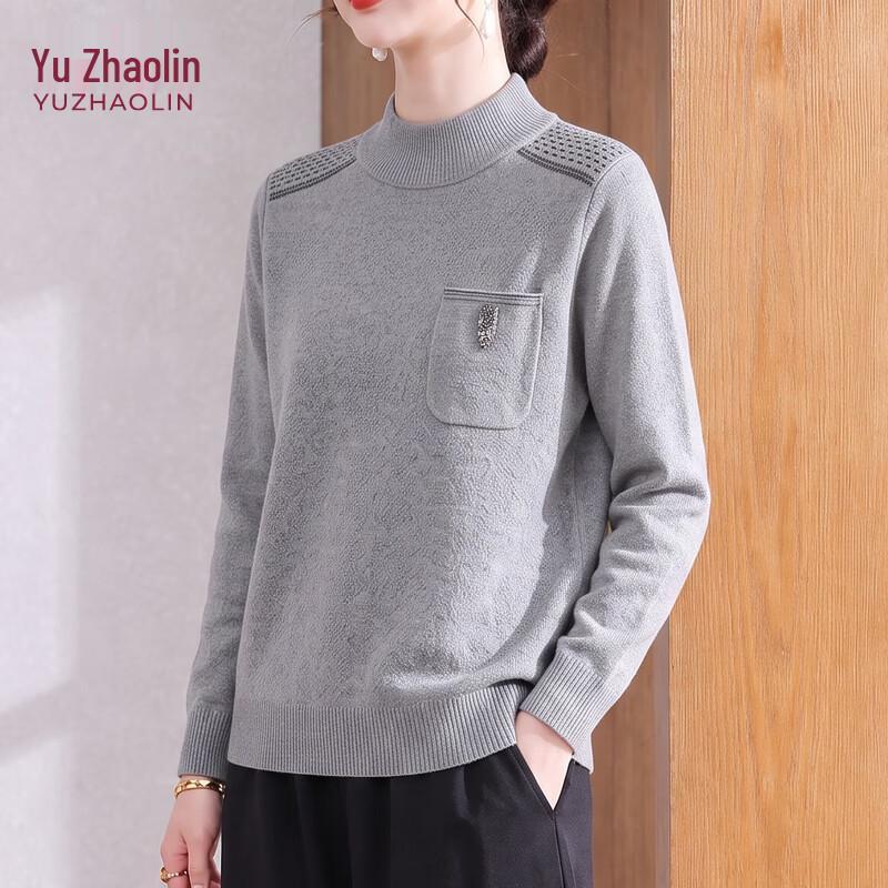 YUZHAOLIN Women's Minimalist Crew Neck Knitted Pullover