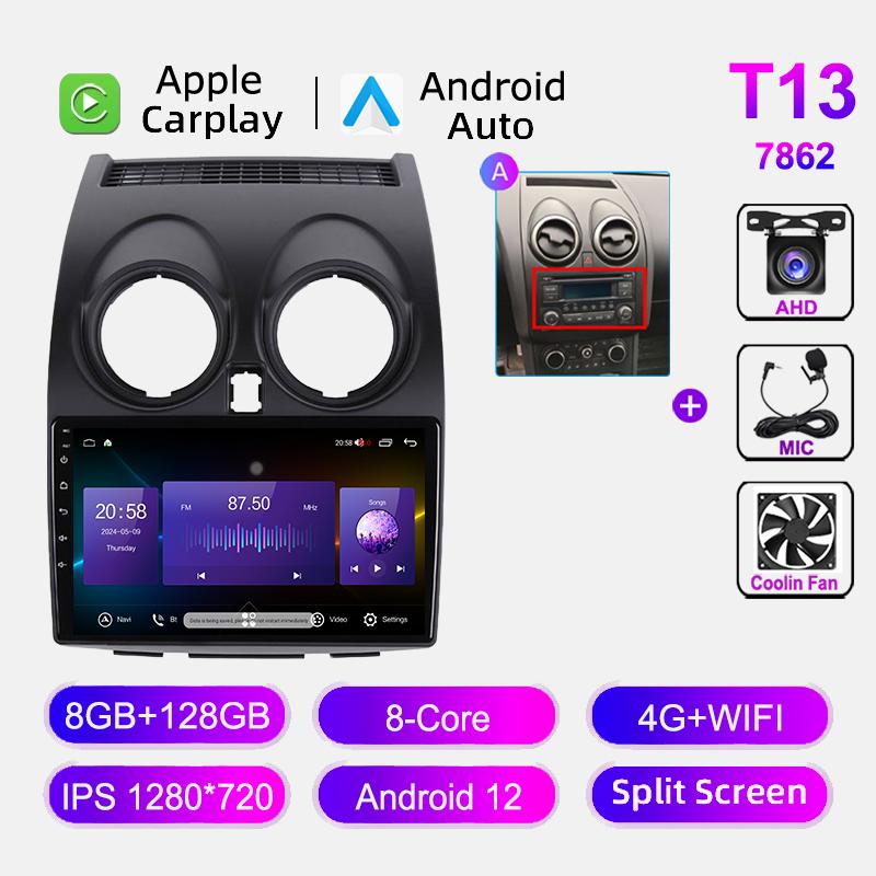 Автомобильное радио Android Auto для Nissan Qashqai J10 2006-2013 Carplay 4G WIFI GPS навигация Автомагнитола Видеоплеер Без 2din головного устройства