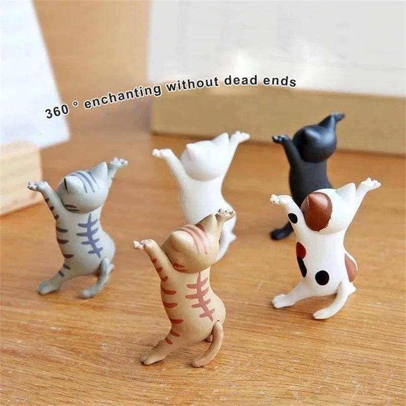 5 PCs Dancing Cat Animation Figure Enchanting Capsule Toy Doll for Fashion Cake Decoration Cat Model Enchanted Doll