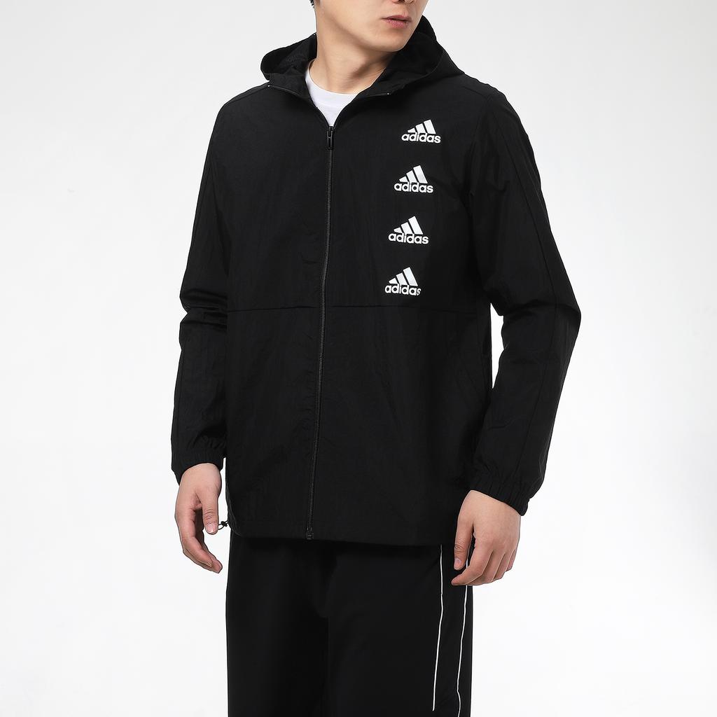 Adidas Повседневная спортивная беговая тренировочная тканая куртка с капюшоном, мужские куртки черного цвета GK9370