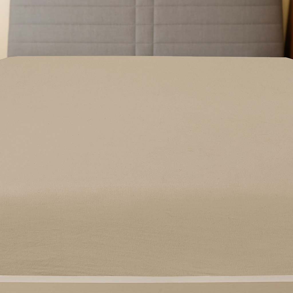 vidaXL Spannbettlaken Jersey Taupe 90x200 cm Baumwolle