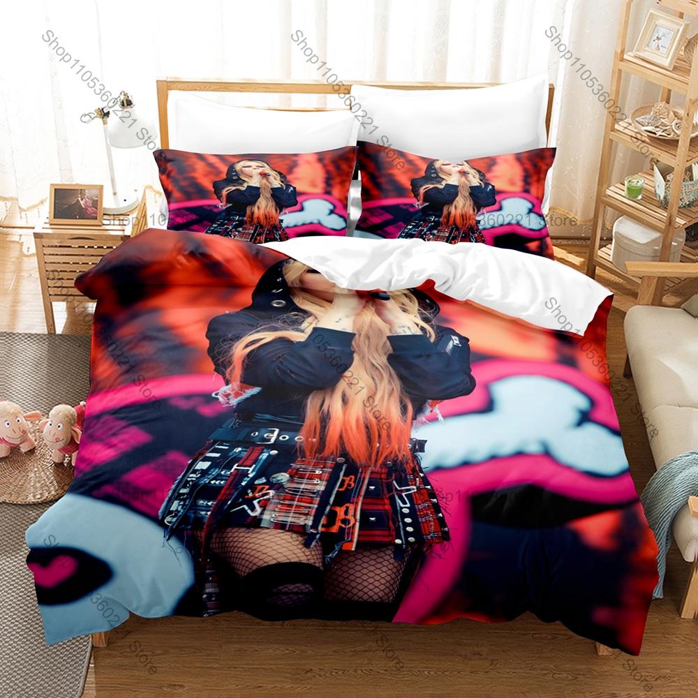 Постельное белье Avril Lavigne 3 предмета, 3D-печать, певец, музыка, пододеяльник, наволочка, размер Twin, Full, Queen, King, мягкая микрофибра