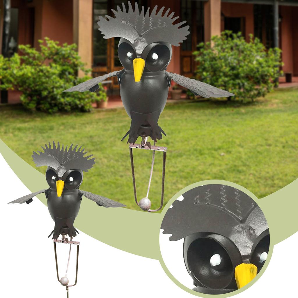 Хлопающий Металл Коричневый Серый Сова Колышек Качающийся Ветер Вихревой Концерт Садовое Искусство