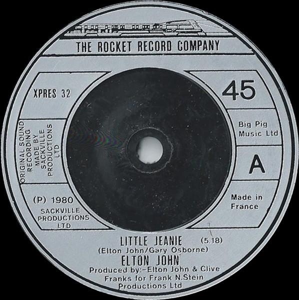 Пластинка 7 дюймов ELTON JOHN - Little Jeanie XPRES32 The Rocket Reco 1980 UK Rock Б/у