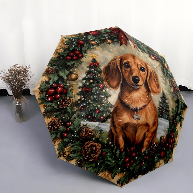 Узор с таксами, автоматический складной зонт, портативная и складная конструкция, 8 спиц, рождественский или день рождения подарок.