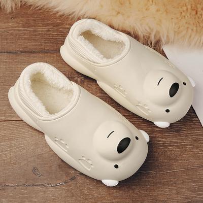 Модные мужские тапочки с милым медведем из мультфильма Eva Winter Plus Cotton Keep Warm Casual Waterproof Anti-wear New Explosive Style Couple Shoes